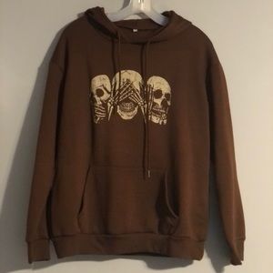 Medium Brown Hoodie with 3 skulls